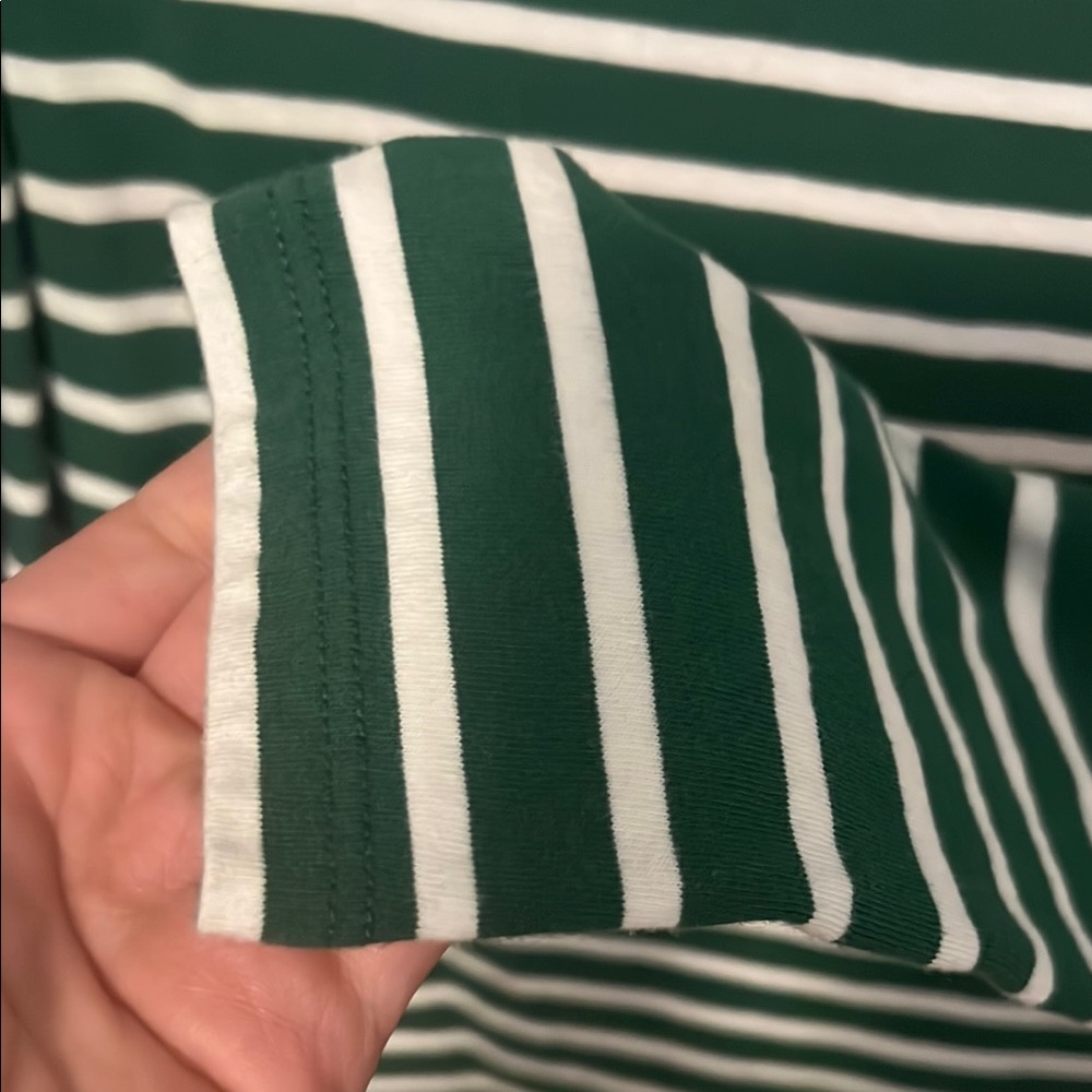 Boden Green and White Striped Long Sleeve Tee - Picture 4 of 5
